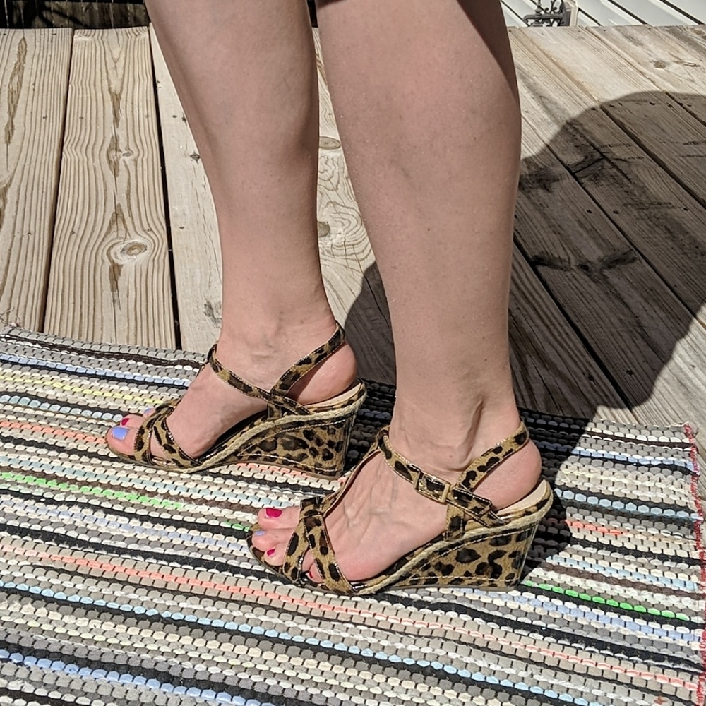 Leopard wedge heels